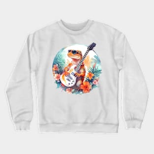 Lizard Shreds in Paradise: Electric Guitar Gecko Crewneck Sweatshirt